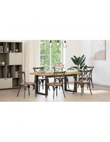 Tavolo Pranzo NOAIN Gambe a Forma U 180x90x75 cm Legno Massello