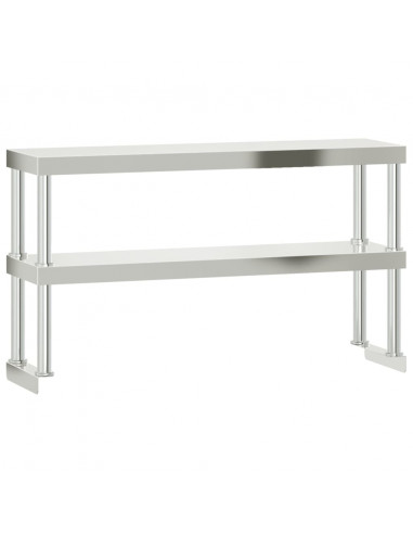 Tavolo Lavoro Cucina con Ripiano 110x55x150 cm Acciaio Inox