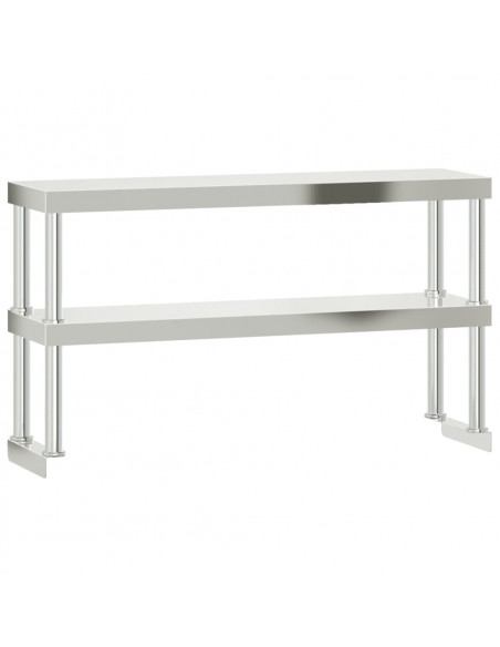 Tavolo Lavoro Cucina con Ripiano 110x55x150 cm Acciaio Inox