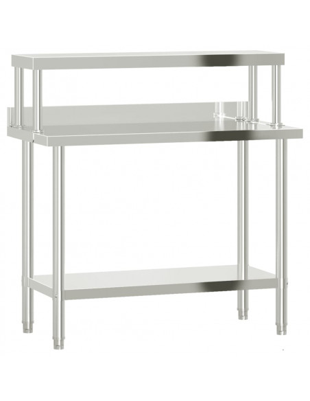 Tavolo Lavoro Cucina con Ripiano 110x55x120 cm Acciaio Inox