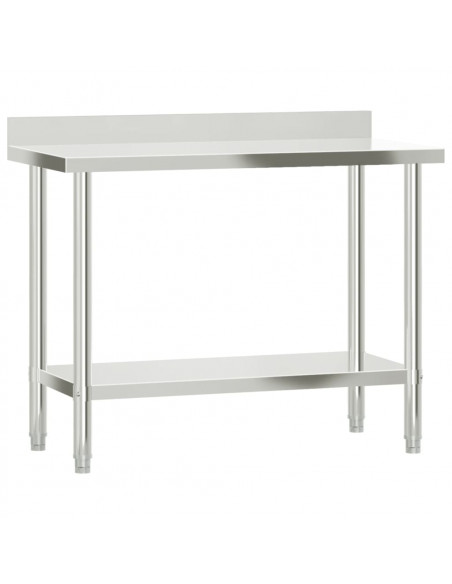 Tavolo Lavoro Cucina con Ripiano 110x55x120 cm Acciaio Inox