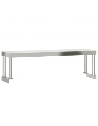 Tavolo Lavoro Cucina con Ripiano 110x55x120 cm Acciaio Inox
