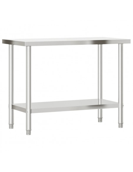 Tavolo Lavoro Cucina con Ripiano 110x55x120 cm Acciaio Inox