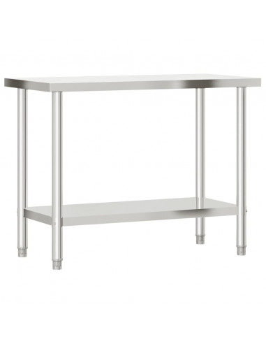 Tavolo Lavoro Cucina con Ripiano 110x55x120 cm Acciaio Inox