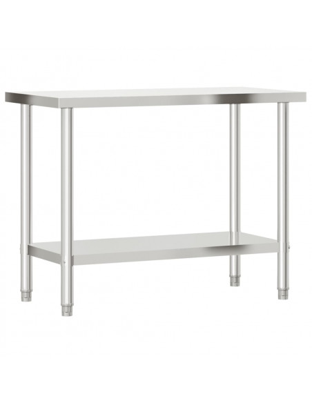 Tavolo Lavoro Cucina con Ripiano 110x55x120 cm Acciaio Inox