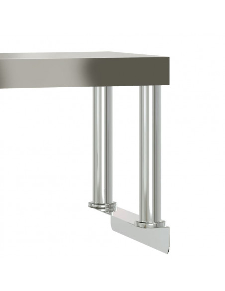 Tavolo Lavoro Cucina con Ripiano 110x55x120 cm Acciaio Inox