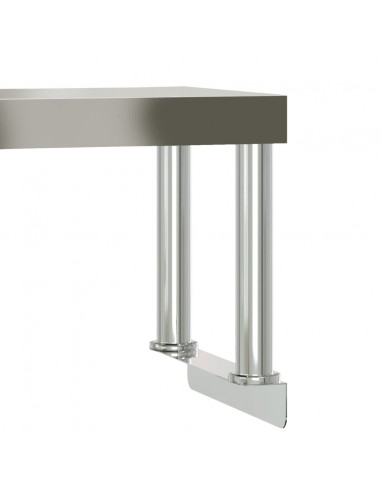 Tavolo Lavoro Cucina con Ripiano 110x55x120 cm Acciaio Inox