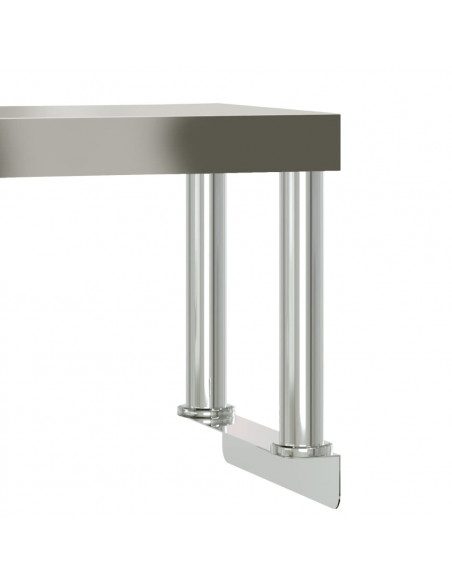 Tavolo Lavoro Cucina con Ripiano 110x55x120 cm Acciaio Inox