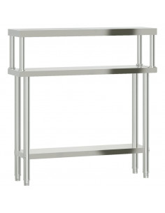 Tavolo Lavoro Cucina con Ripiano 110x30x120 cm Acciaio Inox