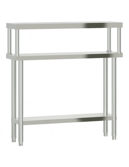 Tavolo Lavoro Cucina con Ripiano 110x30x120 cm Acciaio Inox