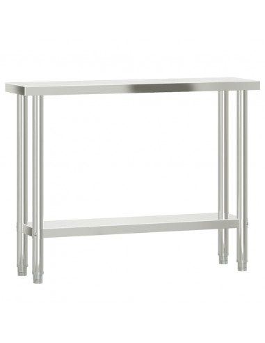 Tavolo Lavoro Cucina con Ripiano 110x30x120 cm Acciaio Inox