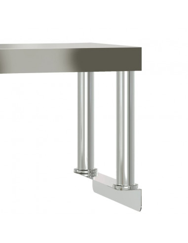 Tavolo Lavoro Cucina con Ripiano 110x30x120 cm Acciaio Inox