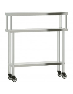 Tavolo Lavoro Cucina con Ripiano 110x30x120 cm Acciaio Inox