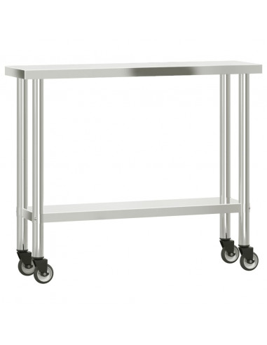 Tavolo Lavoro Cucina con Ripiano 110x30x120 cm Acciaio Inox