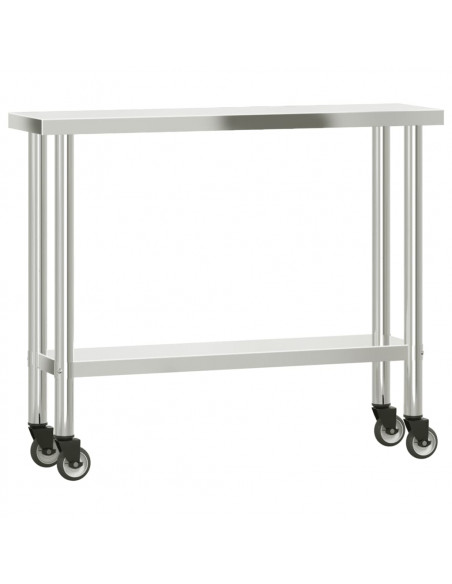 Tavolo Lavoro Cucina con Ripiano 110x30x120 cm Acciaio Inox