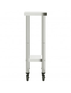 Tavolo da Lavoro Cucina con Ruote 55x30x85 cm in Acciaio Inox