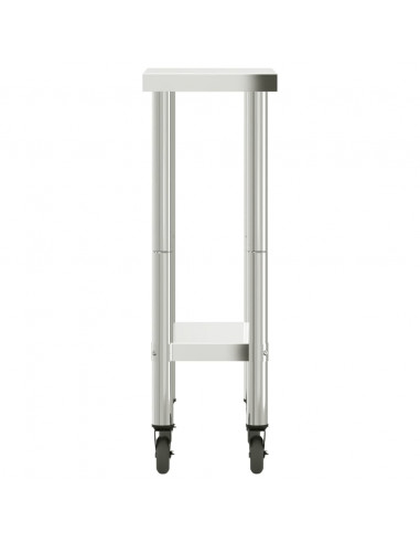 Tavolo da Lavoro Cucina con Ruote 55x30x85 cm in Acciaio Inox