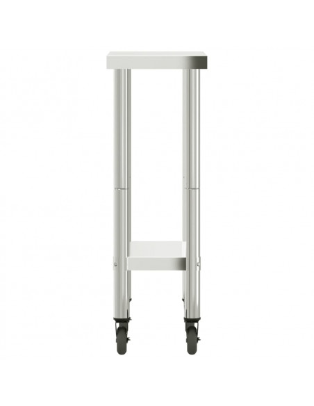 Tavolo da Lavoro Cucina con Ruote 55x30x85 cm in Acciaio Inox