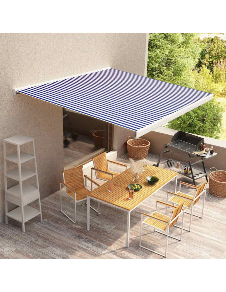 Tendone Parasole in Tela Blu e Bianco 500x300 cm