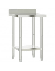 Tavolo Lavoro da Cucina con Paraschizzi 55x55x93cm Acciaio Inox 2