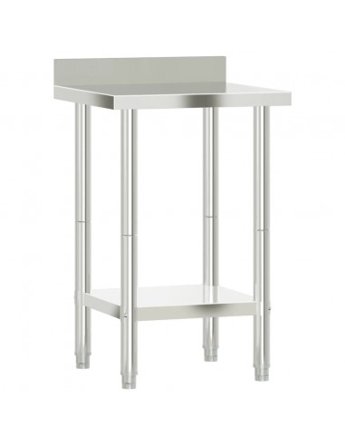 Tavolo Lavoro da Cucina con Paraschizzi 55x55x93cm Acciaio Inox