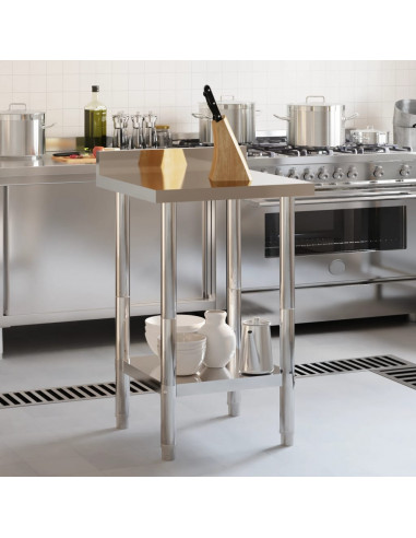 Tavolo Lavoro da Cucina con Paraschizzi 55x55x93cm Acciaio Inox