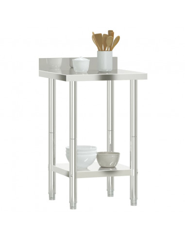 Tavolo Lavoro da Cucina con Paraschizzi 55x55x93cm Acciaio Inox