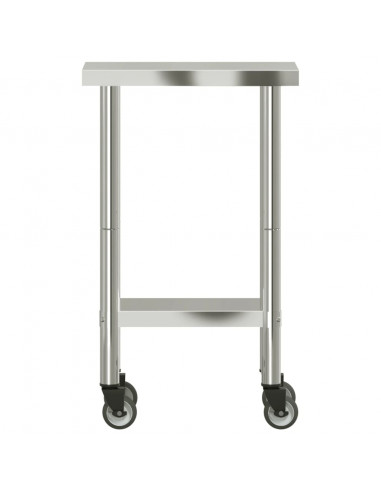 Tavolo da Lavoro Cucina con Ruote 55x30x85 cm in Acciaio Inox