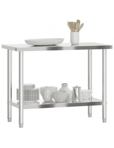 Tavolo da Lavoro da Cucina 110x55x85 cm in Acciaio Inossidabile