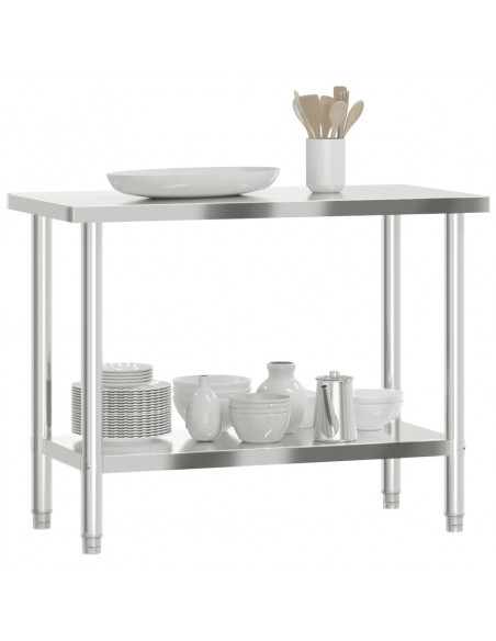 Tavolo da Lavoro da Cucina 110x55x85 cm in Acciaio Inossidabile