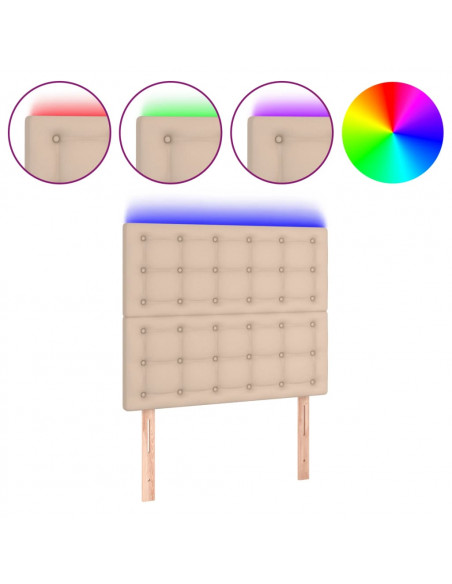Testiera a LED Cappuccino 100x5x118/128 cm in Similpelle
