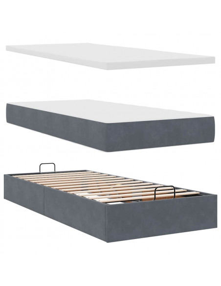 Struttura Letto Pouf con Materassi 180x200 cm Velluto