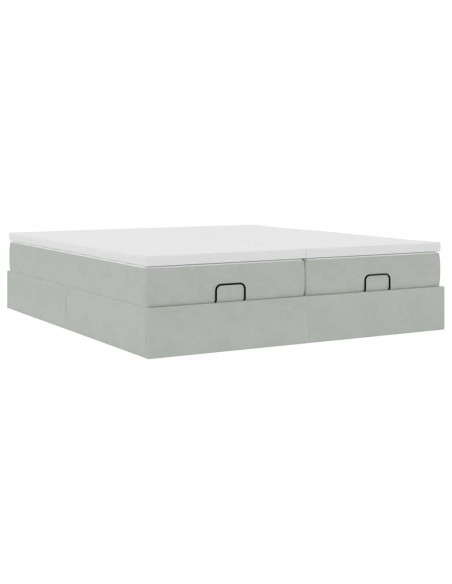 Struttura Letto Pouf con Materassi 200x200 cm Velluto
