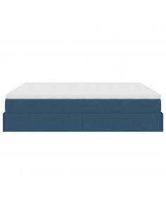 Struttura Letto Pouf con Materassi Blu 180x200cm in Tessuto 2