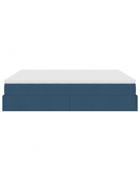 Struttura Letto Pouf con Materassi Blu 200x200 cm in Tessuto