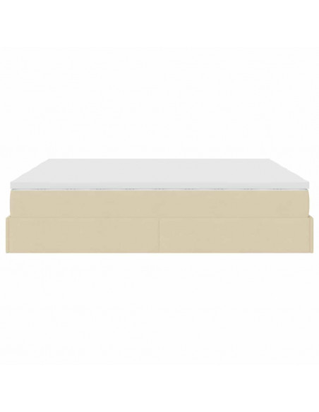 Struttura Letto Pouf con Materassi Crema 200x200 cm in Tessuto