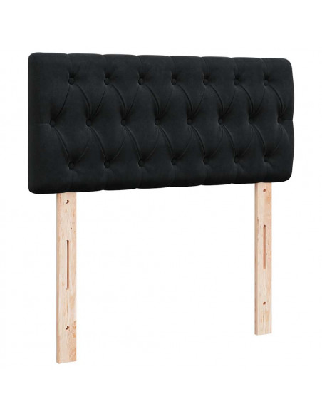 Struttura Letto Pouf con Materassi Nero 180x200 cm in Velluto