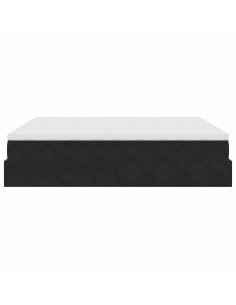 Struttura Letto Pouf con Materassi Nero 180x200 cm in Velluto