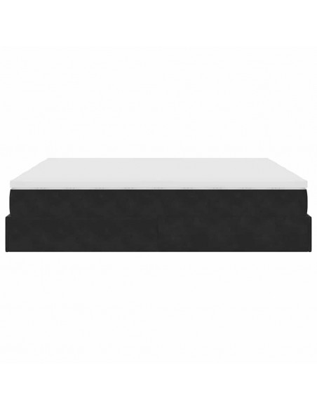 Struttura Letto Pouf con Materassi Nero 180x200 cm in Velluto