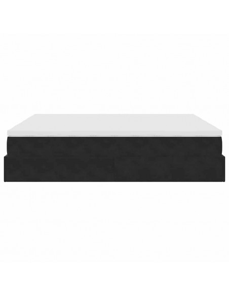 Struttura Letto Pouf con Materassi Nero 200x200 cm Velluto