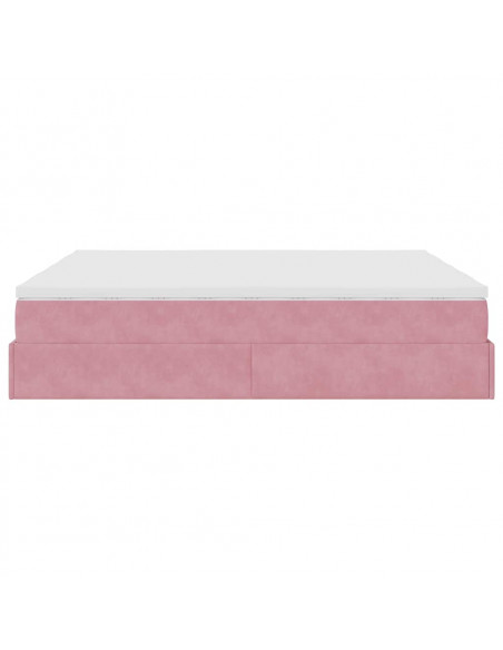 Struttura Letto Pouf con Materassi Rosa 180x200 cm Velluto
