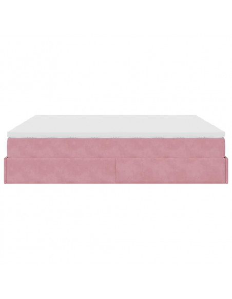 Struttura Letto Pouf con Materassi Rosa 200x200 cm Velluto