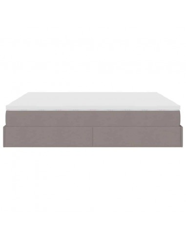 Struttura Letto Pouf con Materassi Tortora 200x200 cm Tessuto