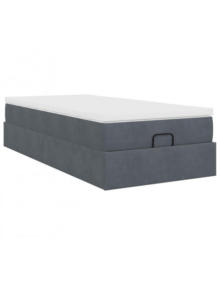 Struttura Letto Pouf con Materasso 180x200 cm in Velluto