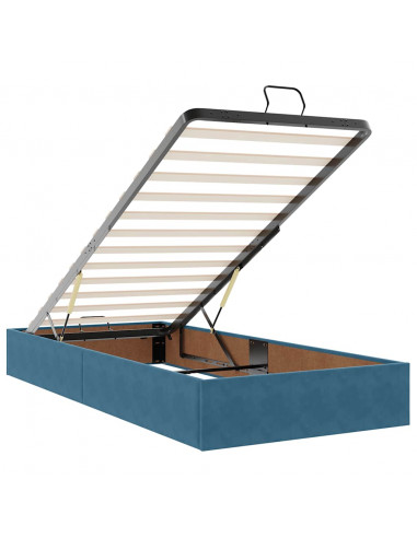 Pouf Letto con Materasso e LED Blu Scuro 80x200cm in Velluto