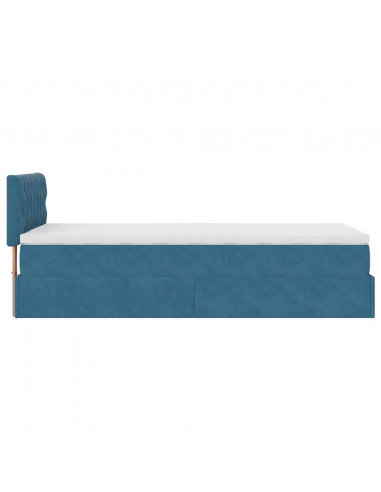 Pouf Letto con Materasso e LED Blu Scuro 80x200cm in Velluto