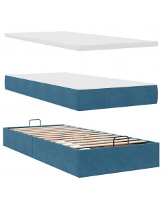 Struttura Letto Pouf con Materasso 90x190 cm in Velluto 2