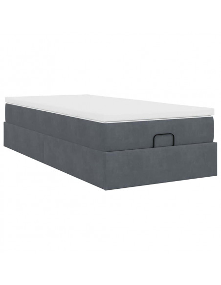 Struttura Letto Pouf con Materasso 90x200 cm in Velluto