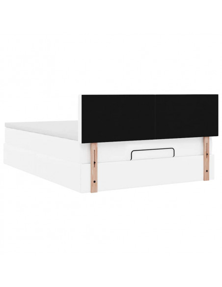 Struttura Letto Pouf con Materasso Bianco 140x200 cm Similpelle