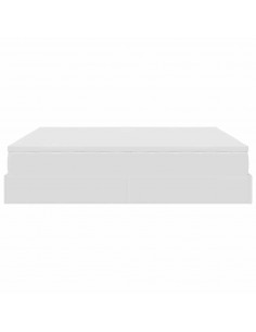 Struttura Letto Pouf con Materasso Bianco 180x200 cm Similpelle 2